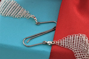 Tiffany & Co. Elsa Peretti Silver Diamond Large Mesh Dangle Earrings