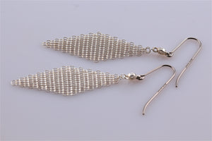 Tiffany & Co. Elsa Peretti Silver Diamond Large Mesh Dangle Earrings
