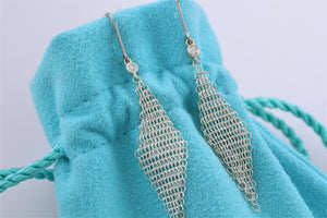 Tiffany & Co. Elsa Peretti Silver Diamond Large Mesh Dangle Earrings