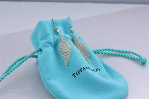 Tiffany & Co. Elsa Peretti Silver Diamond Large Mesh Dangle Earrings