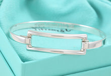 Load image into Gallery viewer, Tiffany &amp; Co. Silver Modern Rectangle Hook Bangle Bracelet
