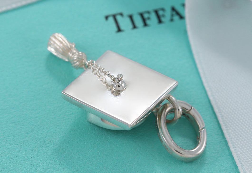 Tiffany & Co. Silver Graduation Cap Tassle Charm Pendant
