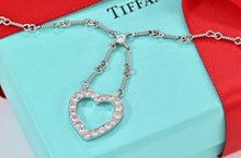 Load image into Gallery viewer, Tiffany &amp; Co. Platinum Diamond Heart Drop Pendant Twist Wire Chain Necklace
