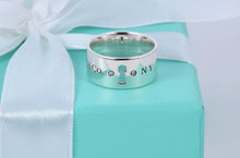 Load image into Gallery viewer, Tiffany &amp; Co. Silver Locks 2 Diamond Keyhole Wide Band Ring
