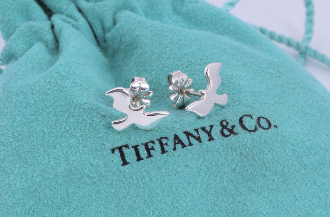 Tiffany & Co. Paloma Picasso Silver Dove Wavy Stud Earrings