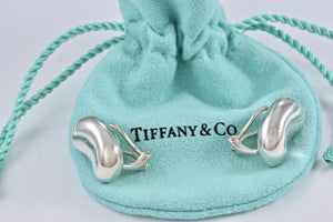 Tiffany & co. Elsa Peretti Silver Large Bean Clip on Earrings
